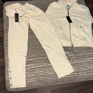 Men's Cream Zip Hoodie & Jogger Set